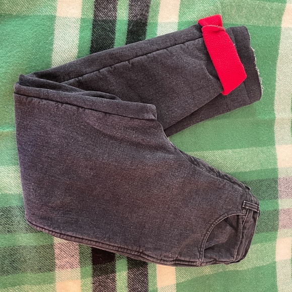 VINTAGE Land's End Black Wash Red Fleece Lined Jeans Size 10 Vintage sizing - Picture 2 of 4